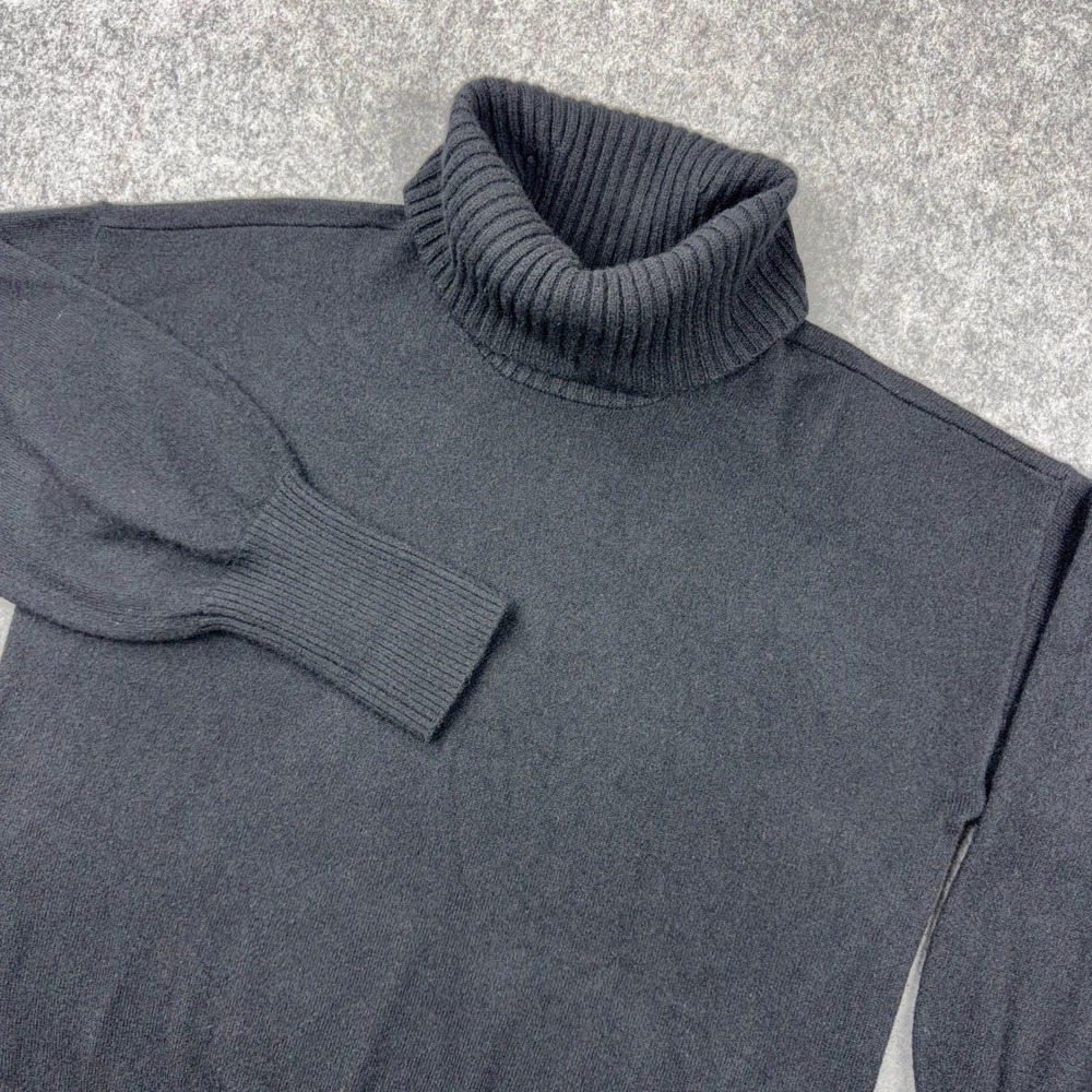 Madewell Sweater Womens Medium Black 100% Cashmere Turtleneck Oversized Ribbed